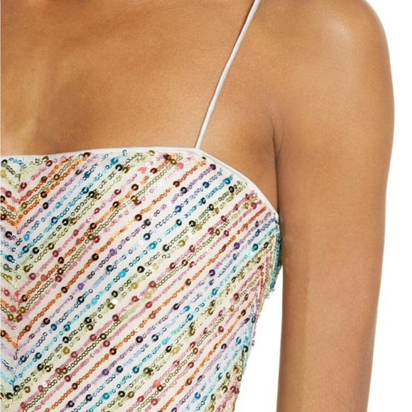 SAYLOR Indiana Rainbow Sequin Cocktail Midi Dress - Picture 5 of 6